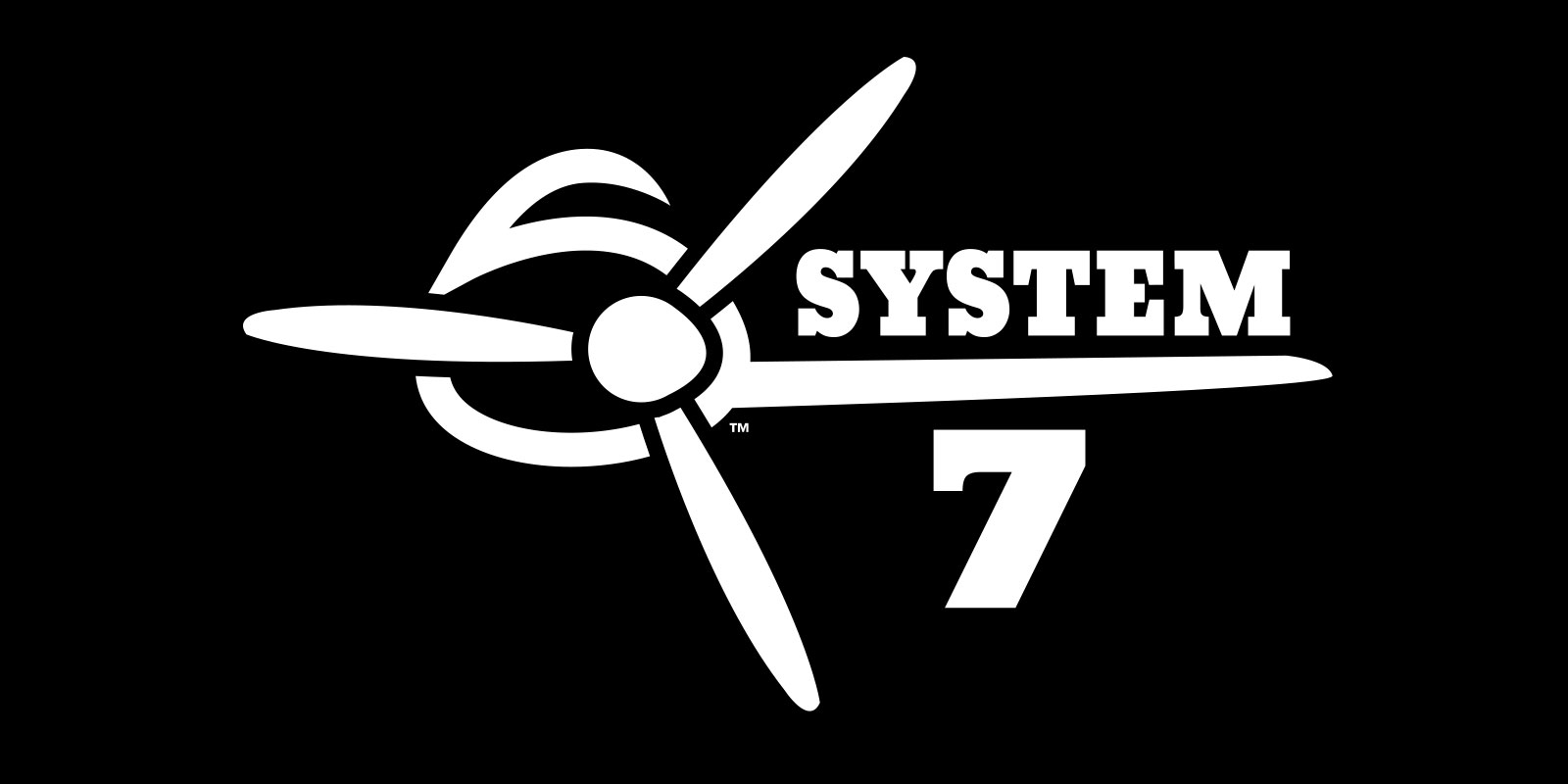 Image of the final light-on-dark logo version created for the Superflite System 7 aircraft covering system